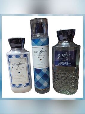 Gingham Blue Shower Gel, Body Lotion, & Fragrance Set By Bath & Body Works